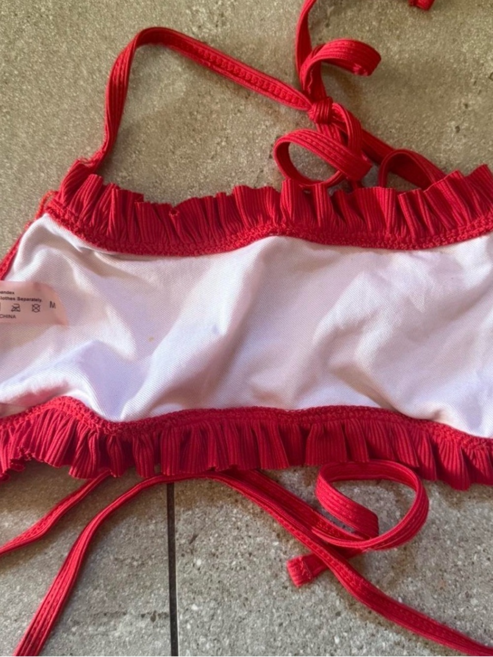 Red Ruffled Halter Bikini Top - Picture 2 of 2